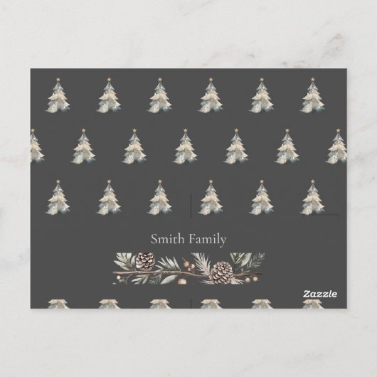 クリスマス水彩黒葉書 ポストカード (裏面)