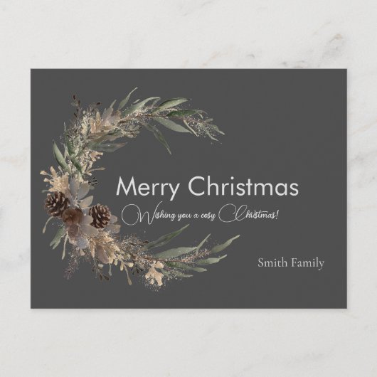 クリスマス水彩黒葉書 ポストカード (正面)
