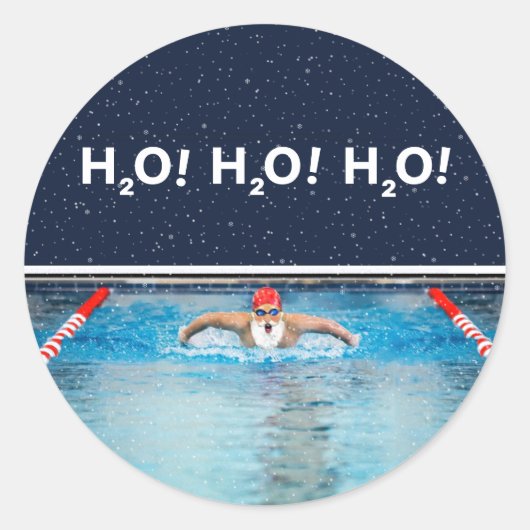 クリスマス水泳 ラウンドシール (正面)