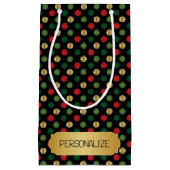 クリスマス水玉模様の背景 スモールペーパーバッグ (正面)