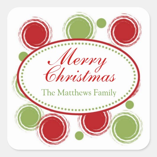 クリスマス水玉模様スワールシール スクエアシール (正面)