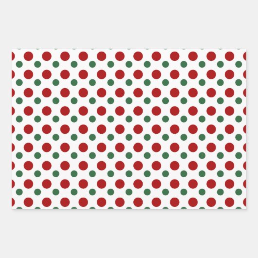 クリスマス水玉模様パターンレッドグリーンホワイトギフト ラッピングペーパーシート (正面)
