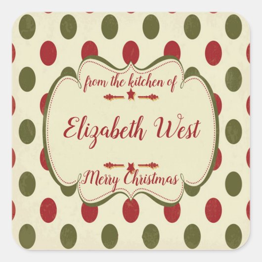 クリスマス水玉模様,クッキーとトリート,カスタム スクエアシール (正面)