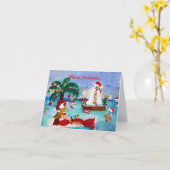 クリスマス沿岸のボートのパレードホリデーカード カード (黄色い花)