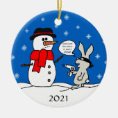 クリスマス泥棒バニー セラミックオーナメント (正面)