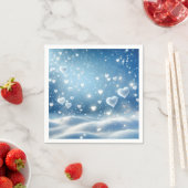 クリスマス浮雪ハート スタンダードカクテルナプキン (インサイチュ)