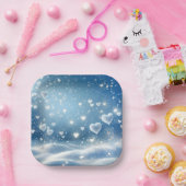 クリスマス浮雪ハート ペーパープレート (パーティー)