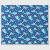 クリスマス海の下の子供たちナルファールシャーク ラッピングペーパー (フラット)