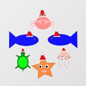 クリスマス海の生き物シーフードレストラン ウィンドウサイン (シート)