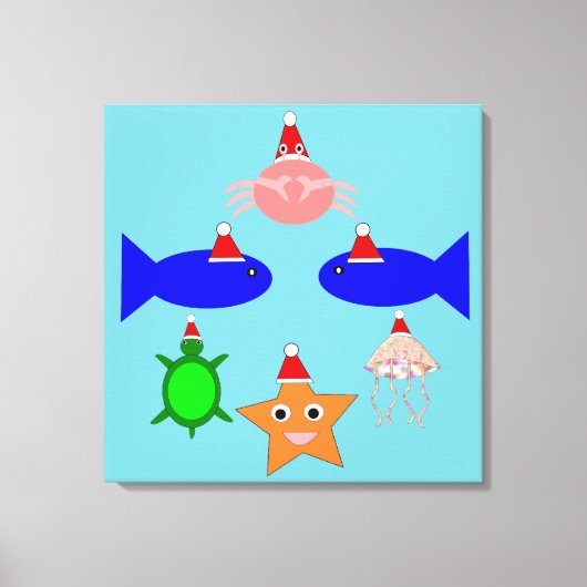クリスマス海の生き物 キャンバスプリント (正面)