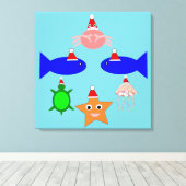 クリスマス海の生き物 キャンバスプリント (インサイチュ (ウッドフロア))