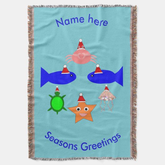 クリスマス海の生き物 スローブランケット (正面縦)