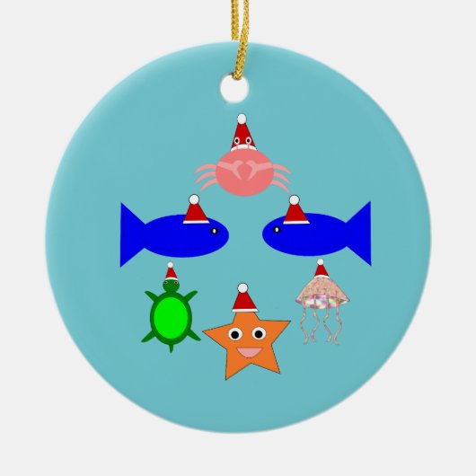 クリスマス海の生き物 セラミックオーナメント (正面)