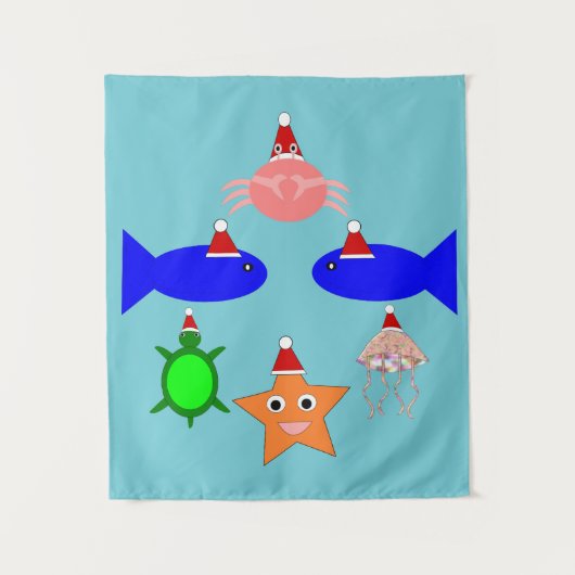 クリスマス海の生き物 タペストリー (正面)