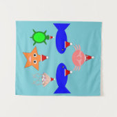 クリスマス海の生き物 タペストリー (正面(横))