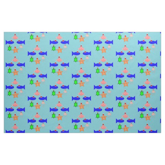 クリスマス海の生き物 ファブリック (ファットクウォーター)