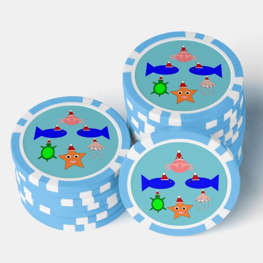 クリスマス海の生き物 ポーカーチップ (積み重ね)