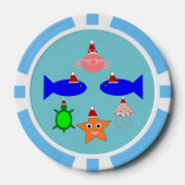 クリスマス海の生き物 ポーカーチップ (正面)