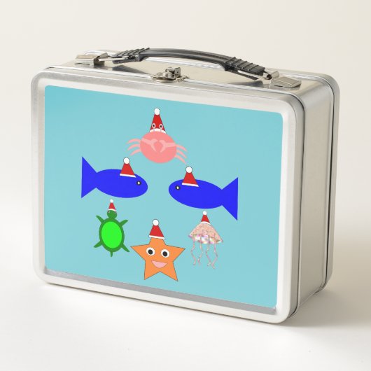 クリスマス海の生き物 メタルランチボックス (正面)
