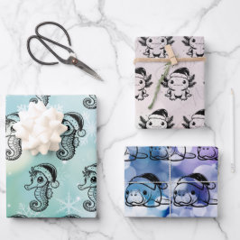 クリスマス海の生き物 ラッピングペーパーシート