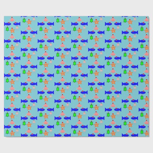 クリスマス海の生き物 ラッピングペーパー (フラット)