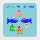 クリスマス海の生き物 ラベル (デザイン2)