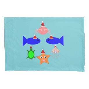 クリスマス海の生き物 枕カバー