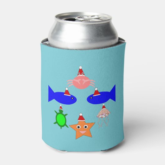 クリスマス海の生き物 缶クーラー (缶正面)