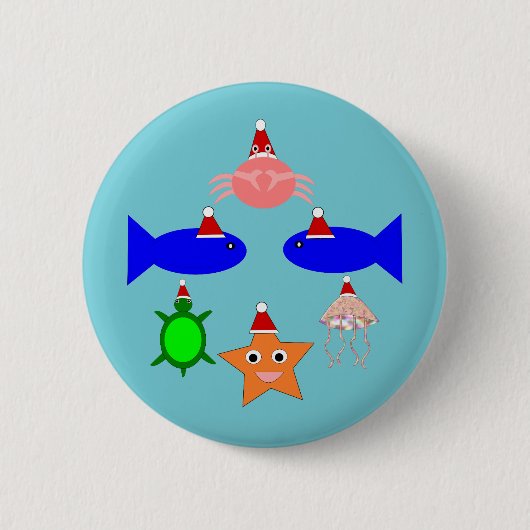 クリスマス海の生き物 缶バッジ (正面)