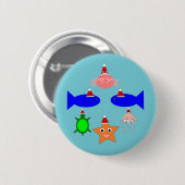 クリスマス海の生き物 缶バッジ (正面&裏面)