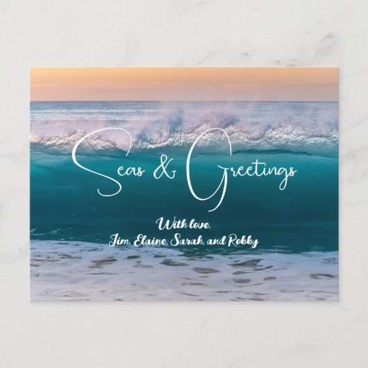 クリスマス海波海nグリーティングポストカード ポストカード (正面)