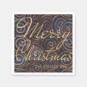 クリスマス海軍と金ゴールド スタンダードカクテルナプキン (正面)