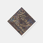 クリスマス海軍と金ゴールド スタンダードカクテルナプキン (角)