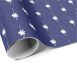 クリスマス海軍の青い白い雪のかわいいギフト ラッピングペーパー
