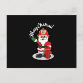 クリスマス消防士サンタ冬 シーズンポストカード (正面)