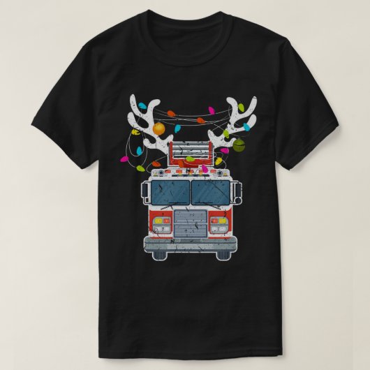 クリスマス消防車トナカイChristmas消防士T-S Tシャツ (デザイン正面)