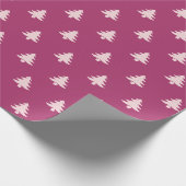 クリスマス深いピンク淡い色のとピンクのクリスマスツリー ラッピングペーパー (角)