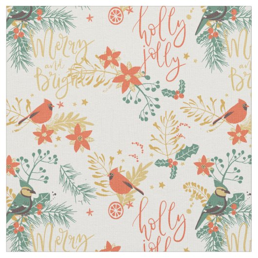 クリスマス深紅色と休日の挨拶 ファブリック (クローズアップ)