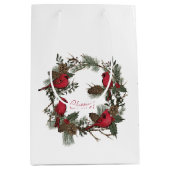 クリスマス深紅色の美しい赤いリース ミディアムペーパーバッグ (正面)