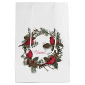 クリスマス深紅色の美しい赤いリース ミディアムペーパーバッグ (裏面)