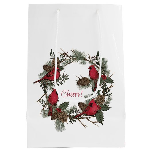 クリスマス深紅色の美しい赤いリース ミディアムペーパーバッグ (裏面)