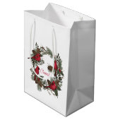 クリスマス深紅色の美しい赤いリース ミディアムペーパーバッグ (裏面アングル)