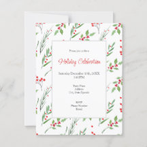 クリスマス混合植物模様招待状