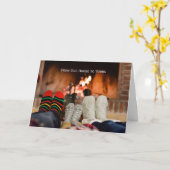 クリスマス温暖&コージー暖炉 カード (黄色い花)