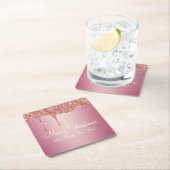 クリスマス溶融バラピンク金ゴールド スクエアペーパーコースター (インサイチュ)