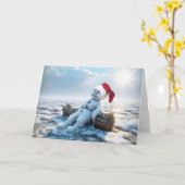 クリスマス溶融雪だるまユーモア カード (黄色い花)