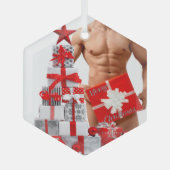 クリスマス滑りやすいジョーゲイプライドギフトLGBTQIAラップ ガラスオーナメント (正面)