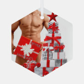 クリスマス滑りやすいジョーゲイプライドギフトLGBTQIAラップ ガラスオーナメント (裏面)