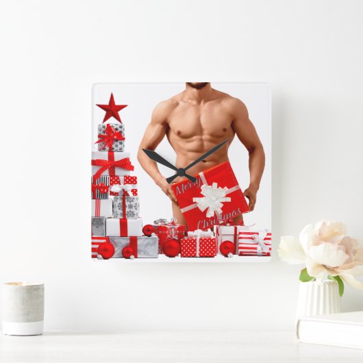 クリスマス滑りやすいジョーゲイプライドギフトLGBTQIAラップ スクエア壁時計 (ホーム)