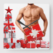 クリスマス滑りやすいジョーゲイプライドギフトLGBTQIAラップ スクエア壁時計 (正面)